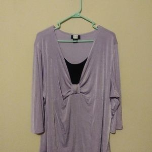 Purple and Black Women's Blouse Top